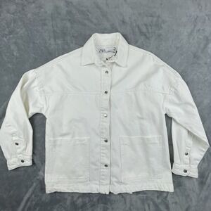 Zara denim jean jacket white, womens size small, NWT